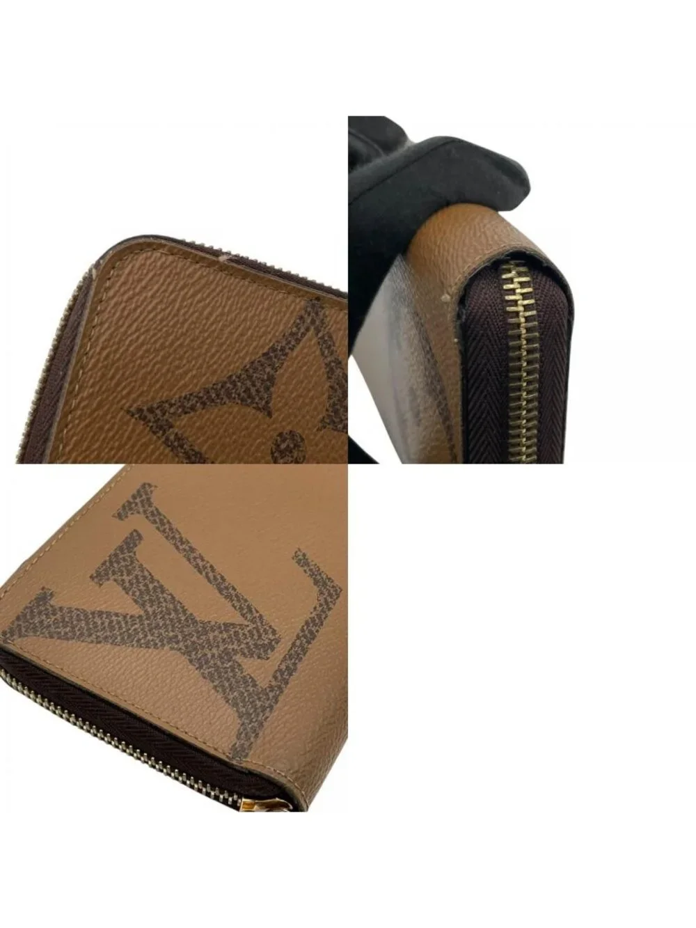 Louis Vuitton Zippy Wallet Monogram Giant Reverse Zip Around Brown